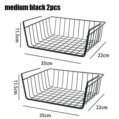 Multipurpose Hanging Closet Storage Basket — Metal Organizer for Kitchen Cabinets, Desks, and Home Use
