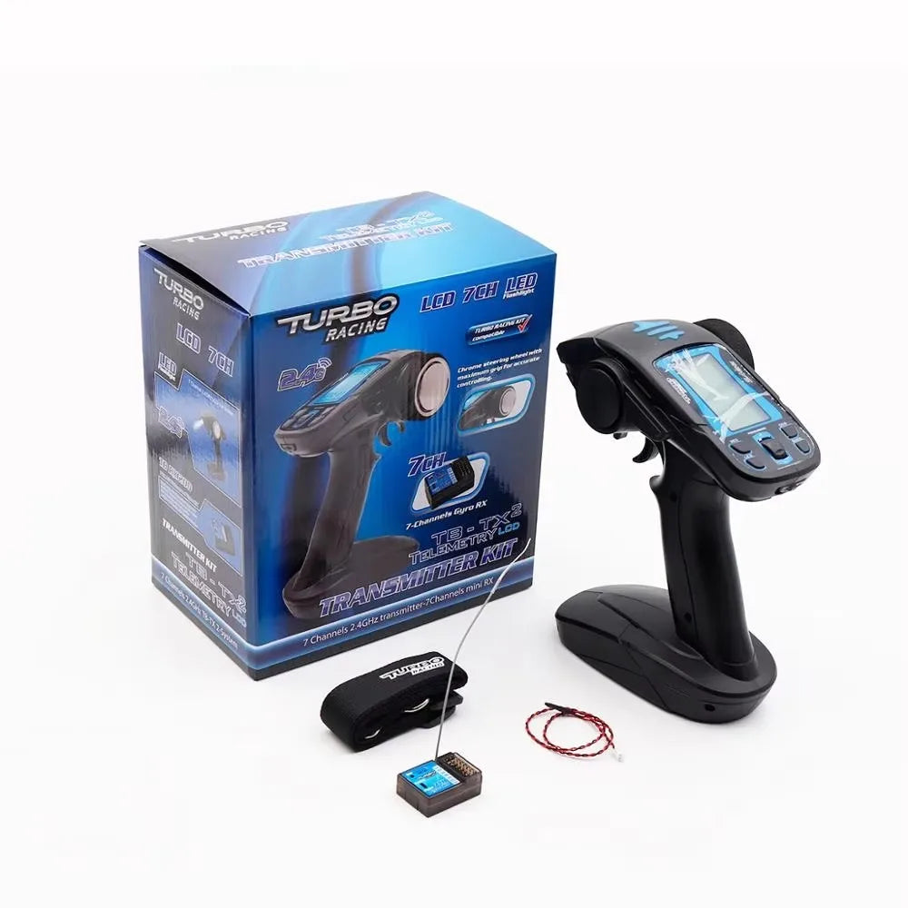 Turbo Racing A82-S 2.4GHz 7CH LCD Remote Controller with Receiver for RC Cars & Boats