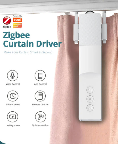 Zigbee Smart Curtain Driver Robot – For Roman I & U Type Tracks, Alexa & Google Home Control, Zemismart Motor Drivers