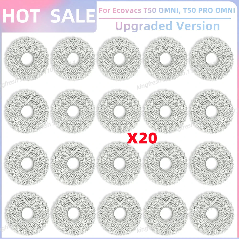 ECOVACS T50 PRO/OMNI Vacuum Replacement Parts – Main Roller, Side Brush, HEPA Filter, Mop Cloth & Dust Bag