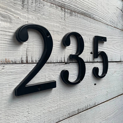 Black 101mm House Numbers - Modern Zinc Alloy Door & Mailbox Address Signs with Screws