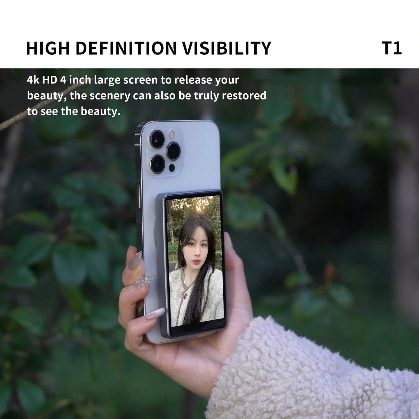 Magnetic Phone Monitor for Vlog – Self-Timer Rear Camera Screen for Live Streaming & Content Creation