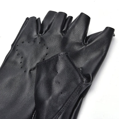 Women’s Punk Leather Fingerless Gloves – Biker Driving Mittens for Motorcycle, Dance & Streetwear Fashion Accessories