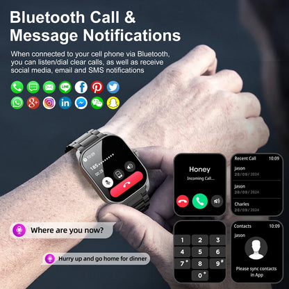 Karchilor 2024 Smart Watch for Men - 2.01-Inch Curved Screen, Bluetooth Call, IP68 Waterproof, Sports and Fitness Smartwatch
