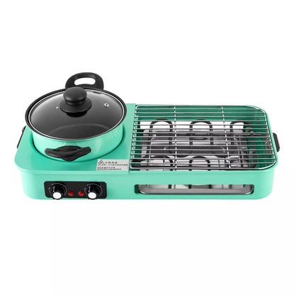 Multifunctional 3-in-1 Electric Grill — Smokeless Korean BBQ, Hot Pot & Non-Stick Baking Pan Multi-Cooker