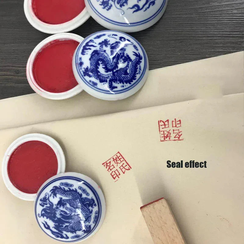 Authentic Chinese Calligraphy Inkpad – Red Cinnabar Seal Printing Mud in Ancient Style Ink Box