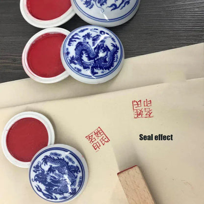 Authentic Chinese Calligraphy Inkpad – Red Cinnabar Seal Printing Mud in Ancient Style Ink Box