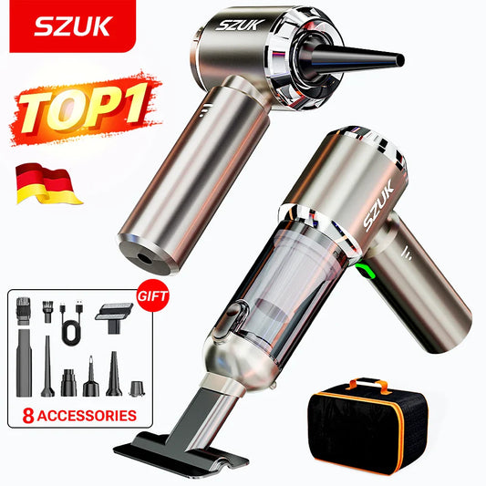 SZUK Mini Wireless Car Vacuum Cleaner – 98500Pa Powerful Suction, Handheld Portable Vacuum for Car Cleaning