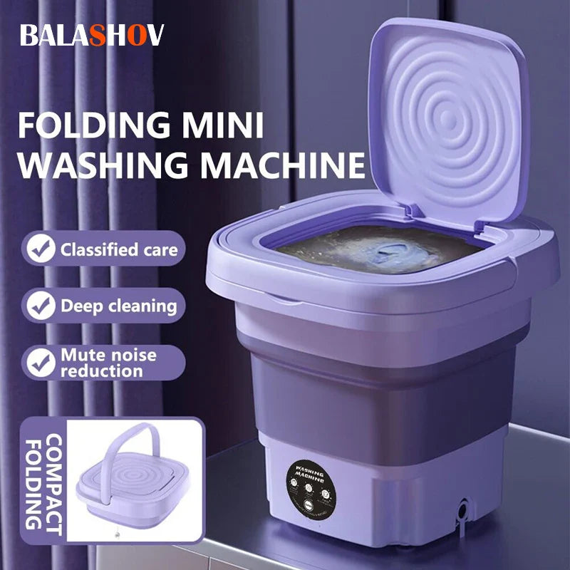 8L Portable Small Foldable Washing Machine with Spin Dryer - Ideal for Socks, Underwear, Panties, Household Mini Washer