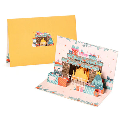 3D Christmas Tree Greeting Card – Cat Xmas Pop-Up Postcard with Envelope