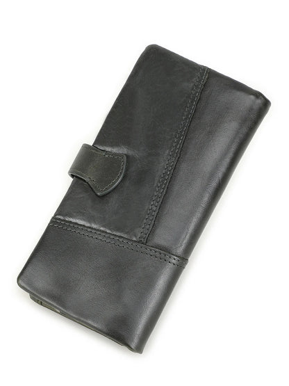 CONTACT'S Genuine Leather Men’s Long Wallet – Phone Bag with Zipper Coin Pocket, Clutch Purse & Small Wallet