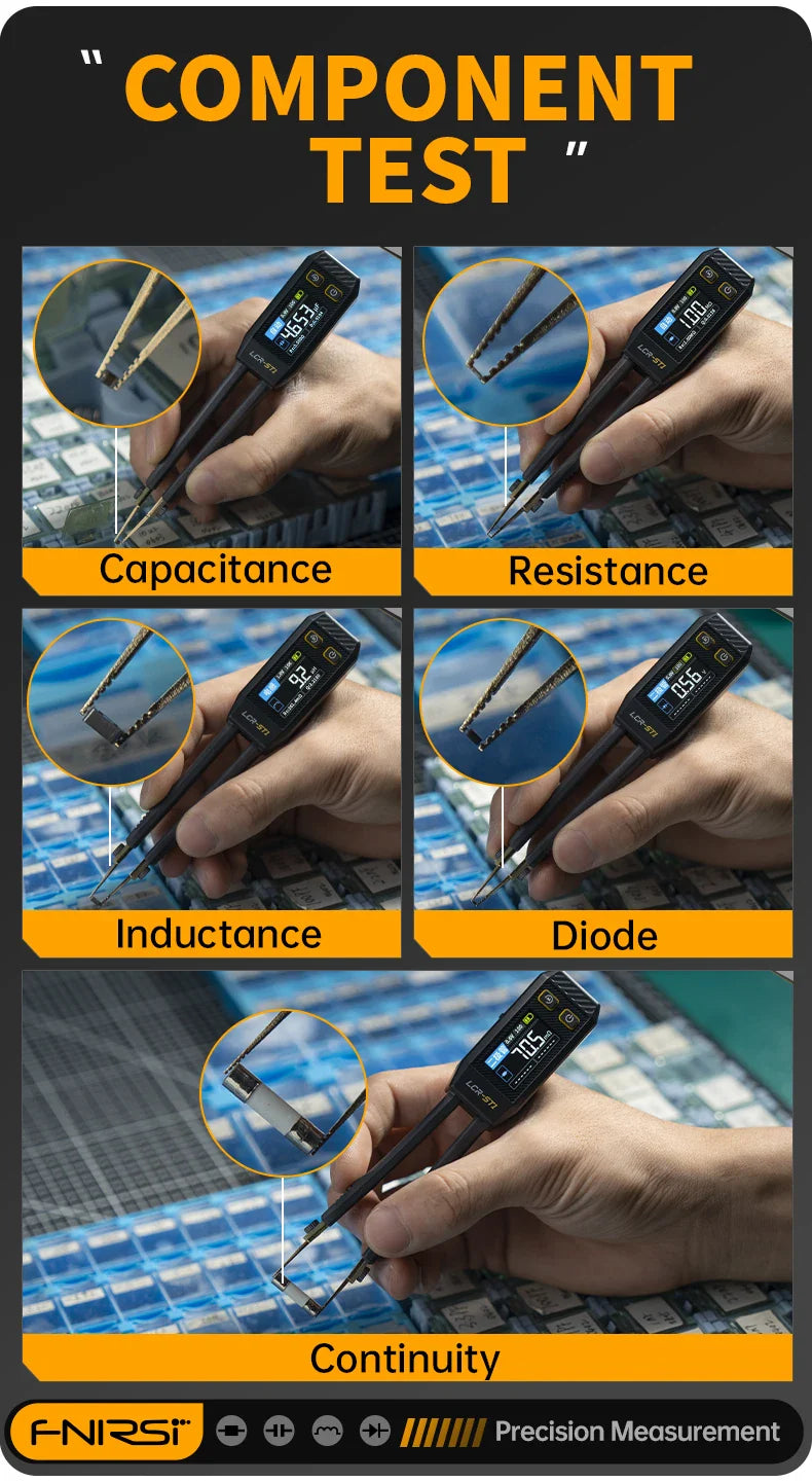 FNIRSI LCR-ST1 Mini Smart Tweezer | LCR SMD ESR Tester for Resistance, Capacitance, Inductance, Continuity & Diode Testing