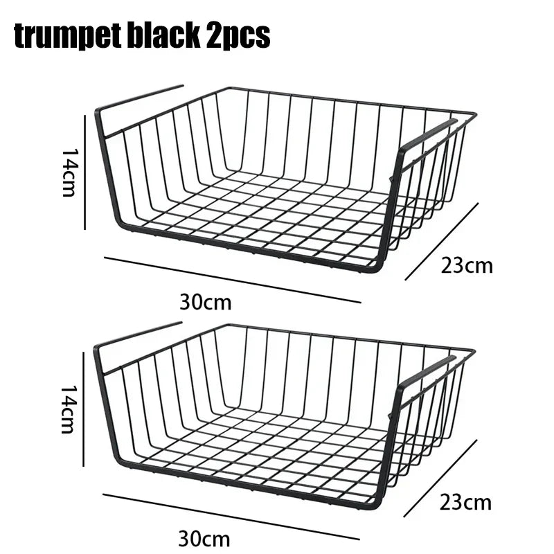Multipurpose Hanging Closet Storage Basket — Metal Organizer for Kitchen Cabinets, Desks, and Home Use