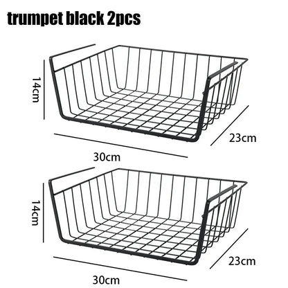 Multipurpose Hanging Closet Storage Basket — Metal Organizer for Kitchen Cabinets, Desks, and Home Use