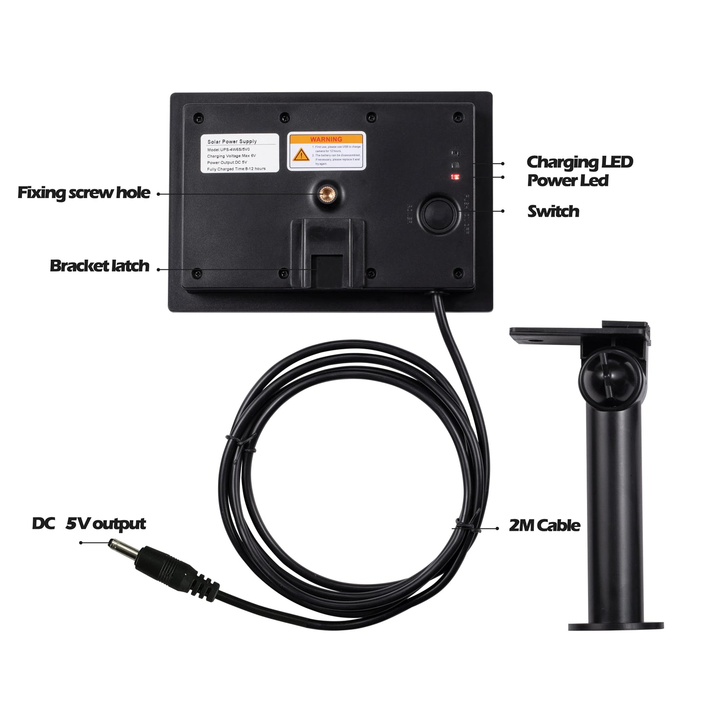 D4 5V/6V Solar Battery Charger – 4W Portable Solar Power Bank for Security Cameras, DC 5521 Output