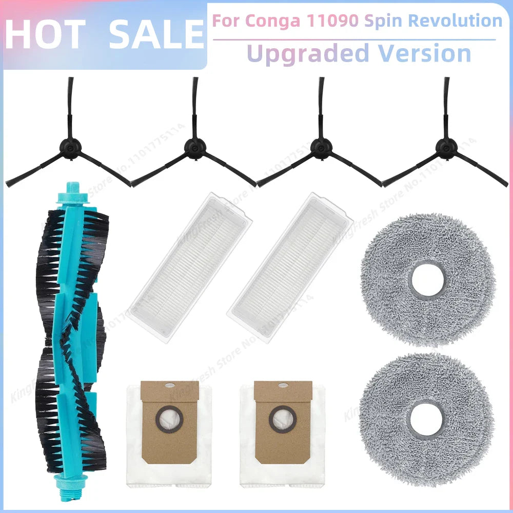 Replacement Parts Kit for Cecotec Conga 11090 / 13090 Spin Revolution Vacuum – Roller, Brushes, HEPA Filter & Mop