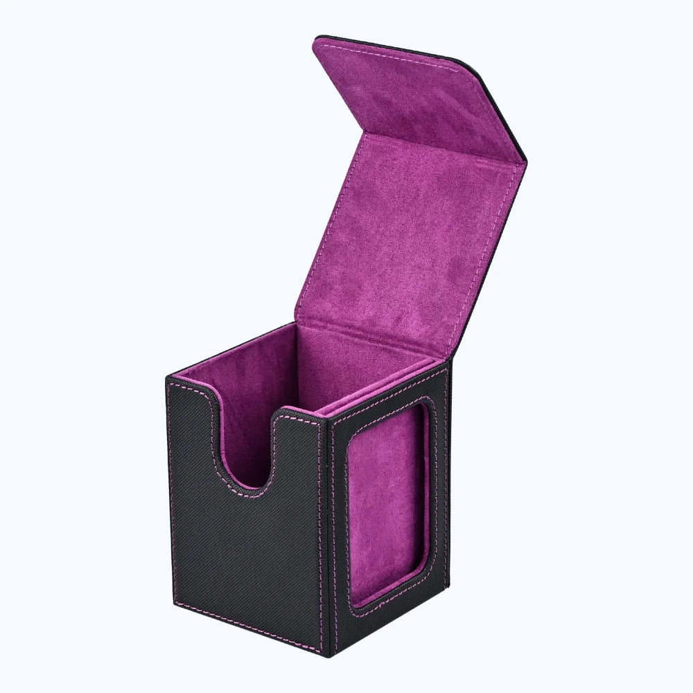 PU Leather Trading Card Deck Box for 120+ Sleeved Cards with Magnetic Closure & Display Window