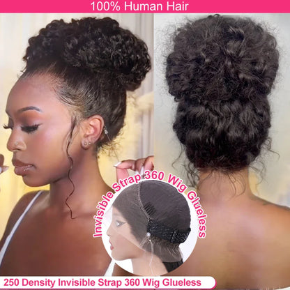 250% Density 360 HD Full Lace Glueless Wig – 30 Inch Deep Water Wave Frontal Human Hair Wig