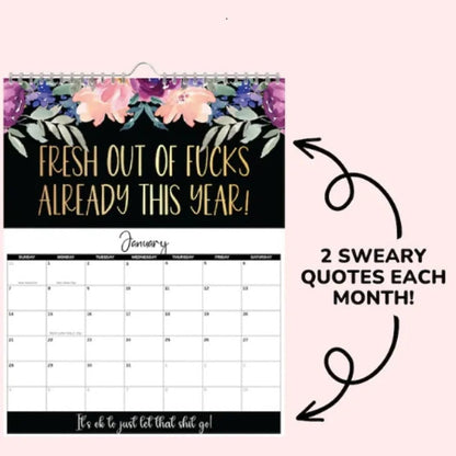 2025 'Tired-Ass Women' Funny Wall Calendar - 12 Months of Cuss Word Sayings, Unique New Year Gift for Her