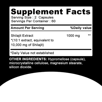 Shilajit Supplements - 120 Capsules for Enhanced Nutrient Absorption, Detoxification & Stress Relief