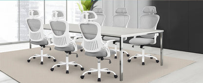 Mesh Ergonomic Office Chair – Adjustable Headrest, Flip-Up Arms, Comfortable Lumbar Support for Home & Office