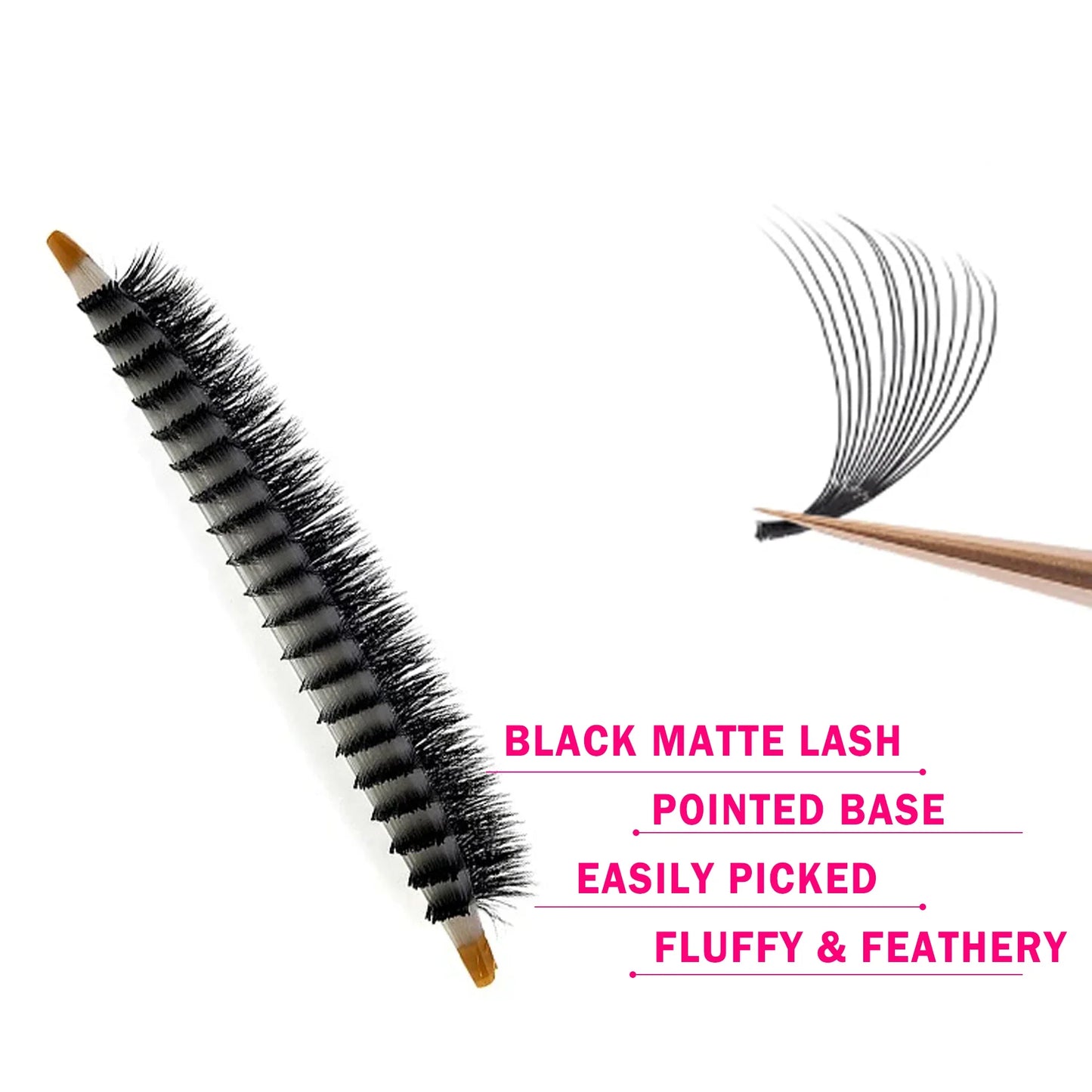 CoMango 600 Premade Volume Lash Fans | Pointy Base 3D–16D Eyelash Extensions – Faux Mink Wholesale