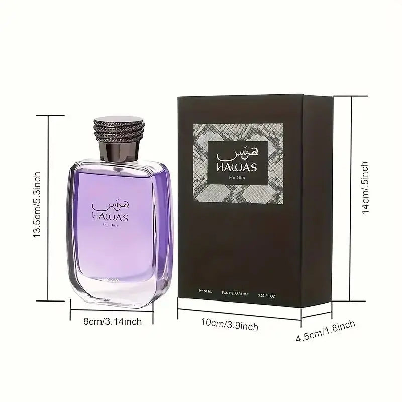 RASASI Hawas Black Eau de Parfum for Men – 3.4 Oz | Long-Lasting Premium Arabian Fragrance
