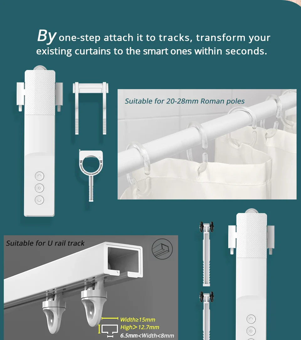 Zigbee Smart Curtain Driver Robot – For Roman I & U Type Tracks, Alexa & Google Home Control, Zemismart Motor Drivers