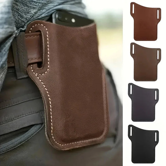Men’s PU Leather Vintage Waist Bag – Phone Holster Belt Pouch for Travel & Hiking