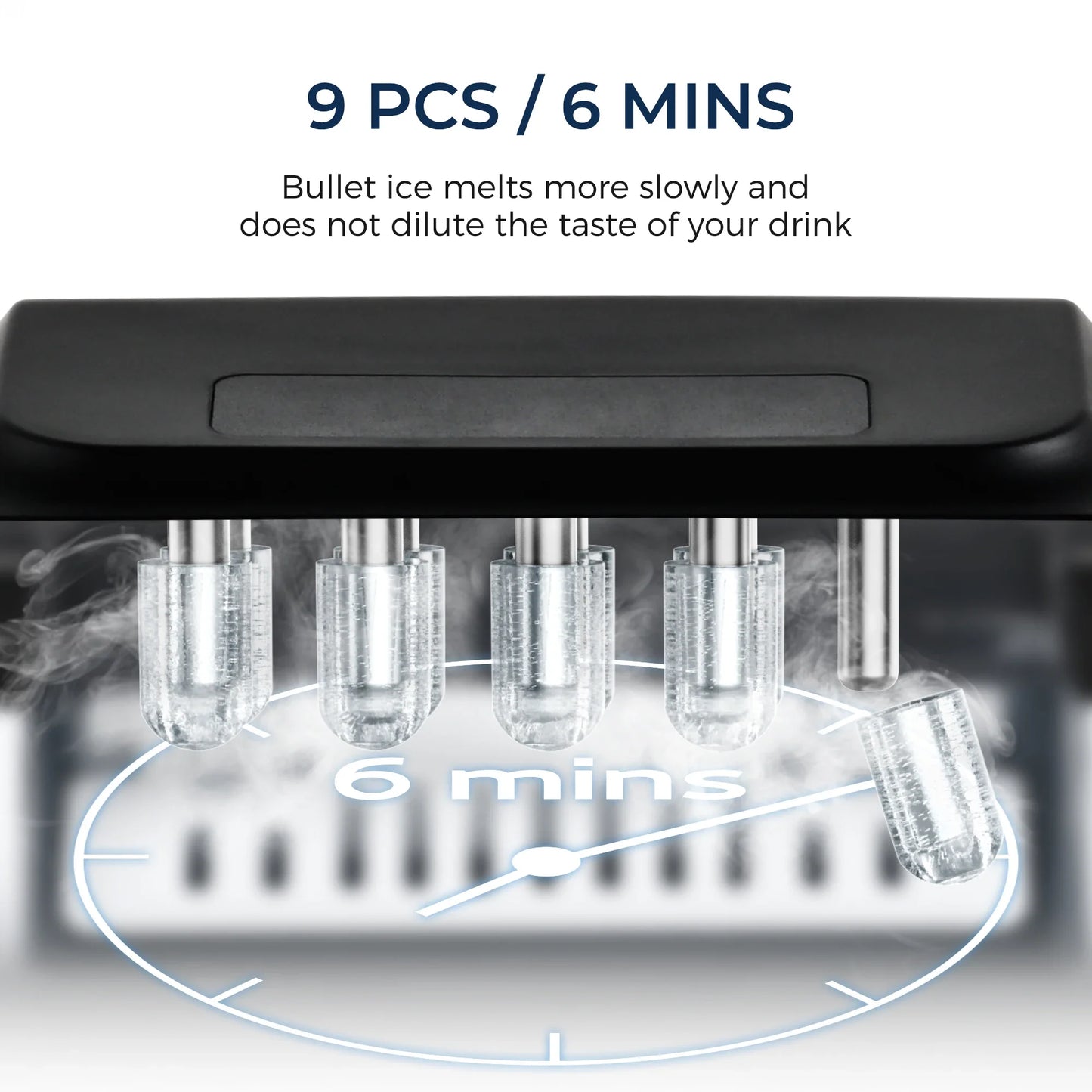 SIMZLIFE Portable Ice Maker Machine – 26.5lbs/Day, 9 Cubes in 6 Mins with Auto-Cleaning & Scoop