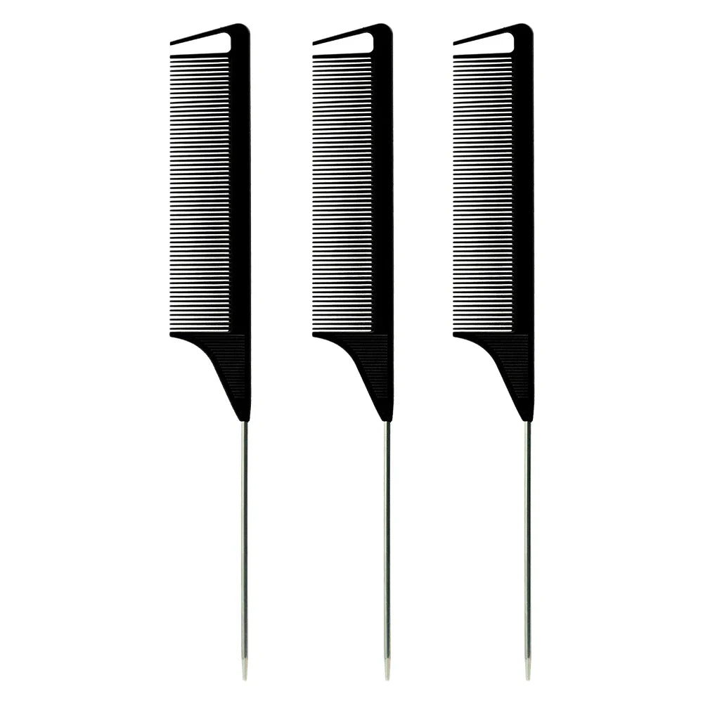 Pro Pointed Tail Comb – Anti-Static Hair Styling Brush, Steel Needle Pin Rat Tail Comb for Salon & Barber Accessories