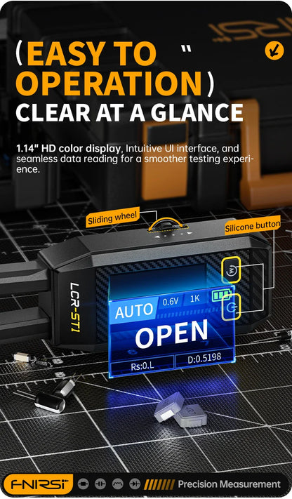 FNIRSI LCR-ST1 Mini Smart Tweezer – LCR, ESR, Resistance & Capacitance Tester for SMD Components