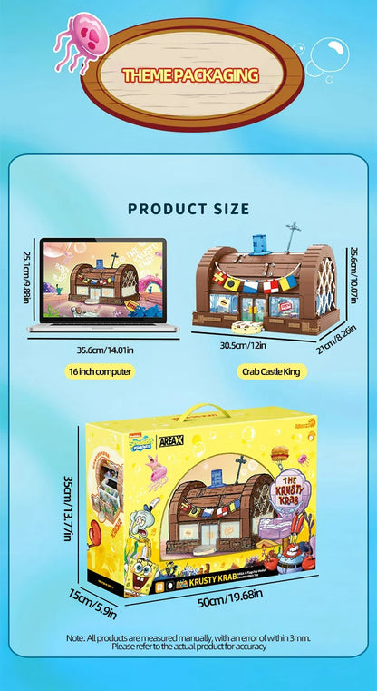 SpongeBob Krusty Krab Building Blocks – Creative Canteen Scene Model Bricks Desktop Toy for Kids