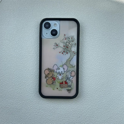 Wildflower Star & Deer iPhone Case – Fashion Strawberry & Polka Dot Cherry Bottom Cover for iPhone 12–16 Pro/Max/Plus