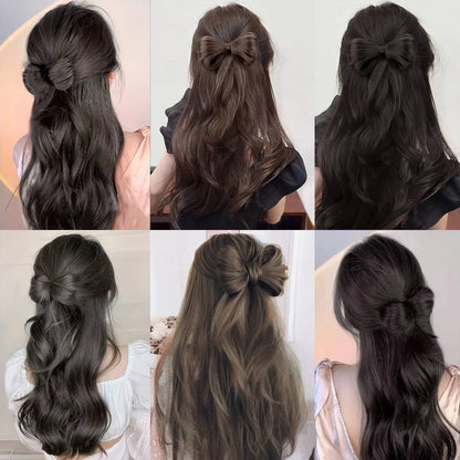 Bowknot Claw Clip Hair Bun – Synthetic Clip-In Hair Extensions for Women’s Daily Use