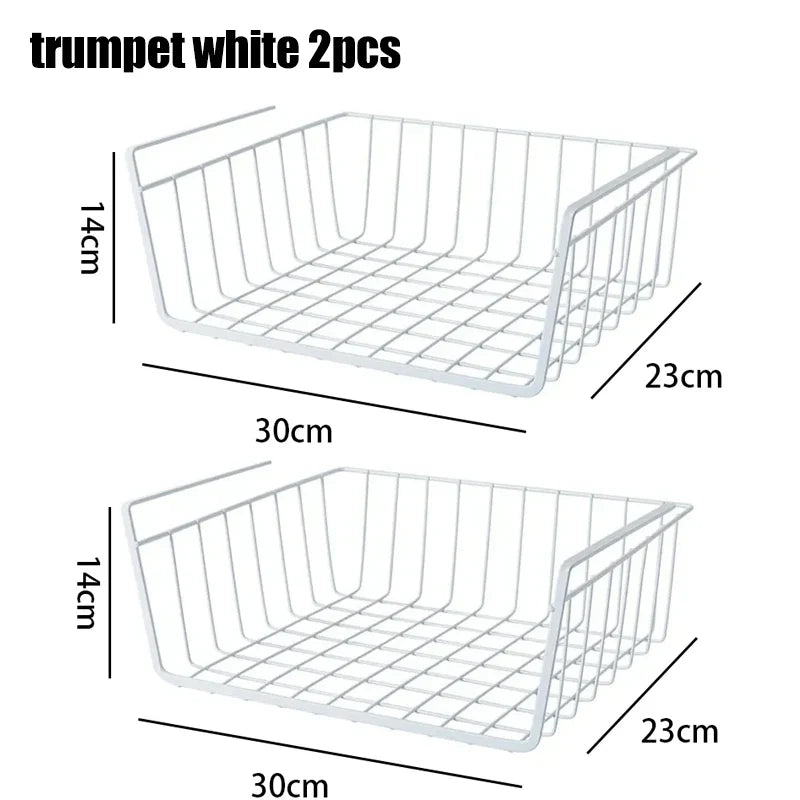 Multipurpose Hanging Closet Storage Basket — Metal Organizer for Kitchen Cabinets, Desks, and Home Use
