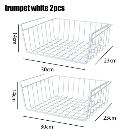 Multipurpose Hanging Closet Storage Basket — Metal Organizer for Kitchen Cabinets, Desks, and Home Use