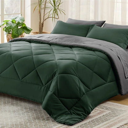 Bedsure Reversible Comforter Set – Queen Bed-in-a-Bag with Sheets & Pillowcases, Twin to King Size