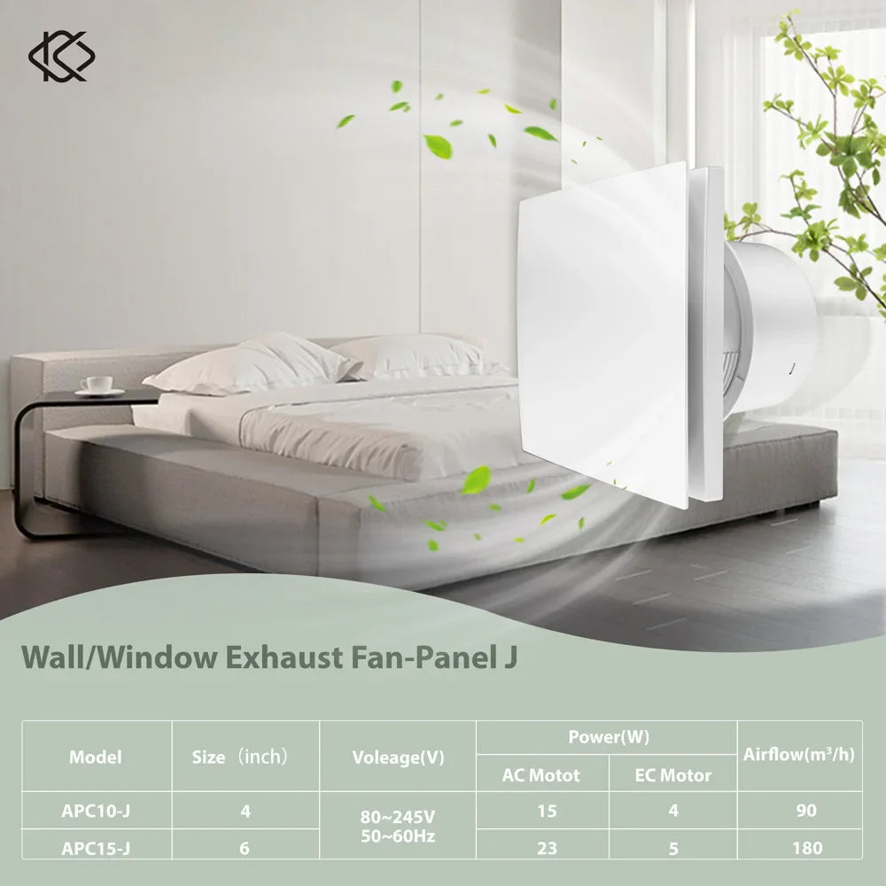 KCvents Exhaust Fan – Reversible Remote Control Ventilation for Bathroom, Kitchen & Home, ECO-Friendly 4/6in Wall Mount