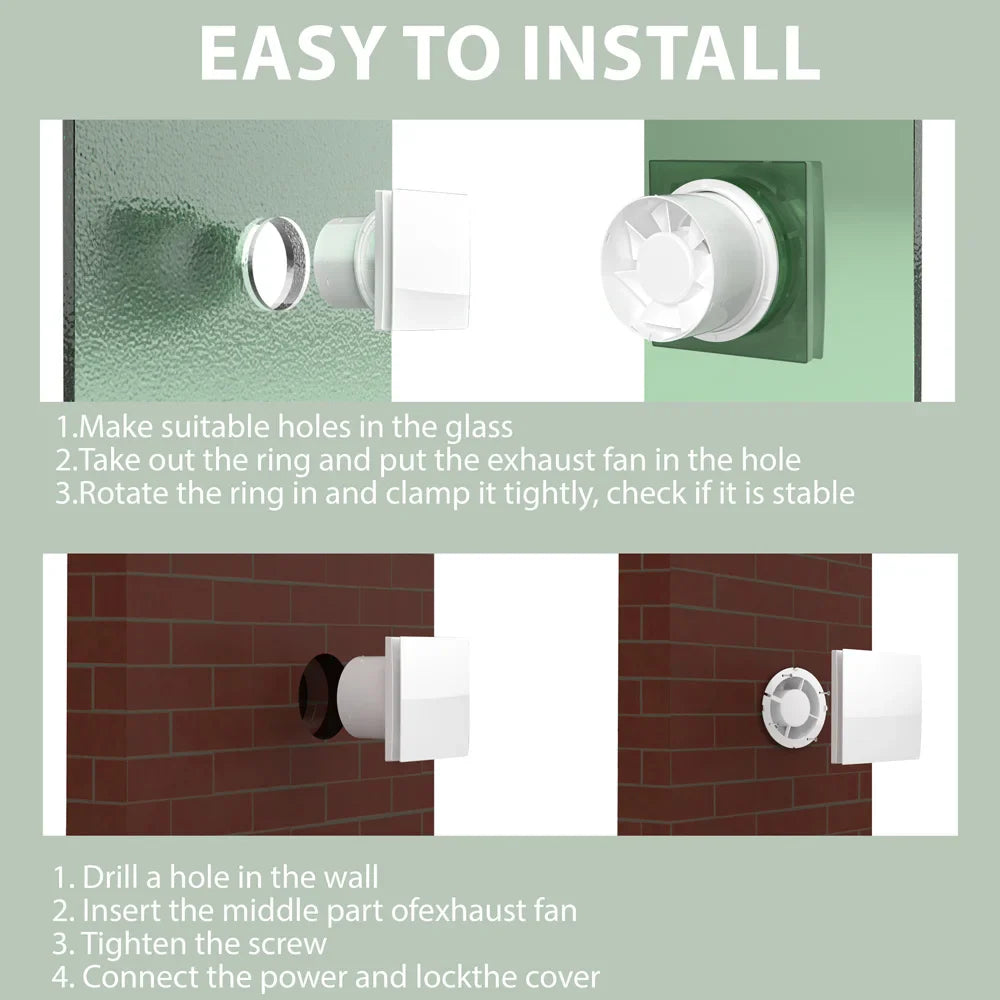 KCvents Exhaust Fan – Reversible Remote Control Ventilation for Bathroom, Kitchen & Home, ECO-Friendly 4/6in Wall Mount