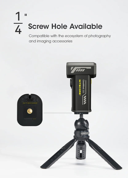 NITECORE CW20 Multipurpose Pocket Fan - Portable Stepless Wind Blower for Photography, Canon, Sony, Short Video & Camping