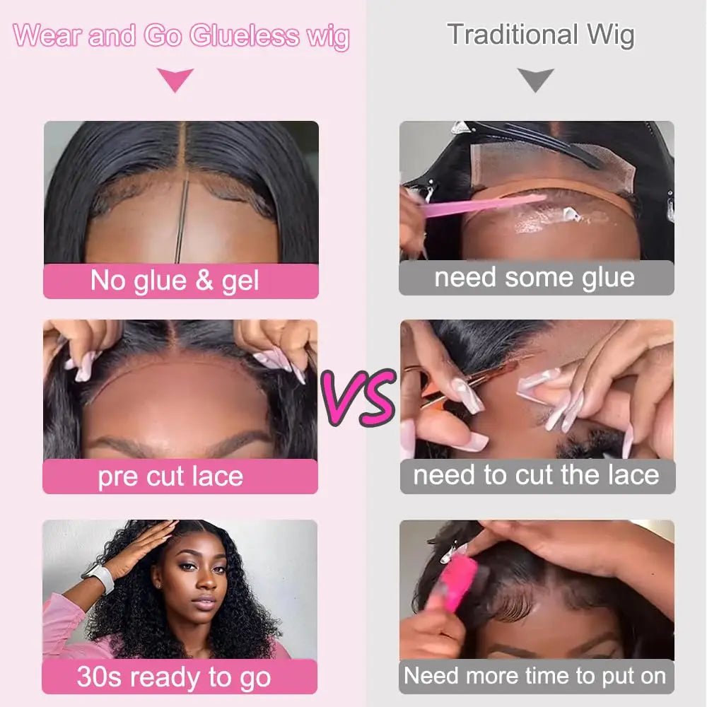 12 Inch Deep Wave Bob Human Hair Wig – 13x4 HD Transparent Lace Front Pre-Plucked Curly Wet & Wavy Glueless Water Wave Wig for Black Women, Natural Black Short Bob