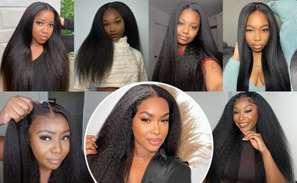 Kinky Straight Glueless 4x4 Lace Front Wig – Pre-Plucked, Pre-Cut Human Hair for Black Women