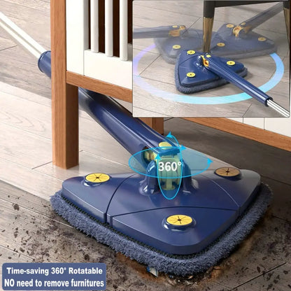 360° Rotatable Triangle Mop | Adjustable Long Handle Microfiber Mop for Wet & Dry Cleaning | Multifunctional Floor Cleaner