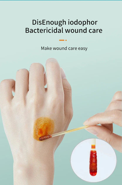 50-500pcs Disposable Iodine Cotton Swabs — Sterile Aseptic Medical Care for Home, Travel & Outdoor Emergency Kits