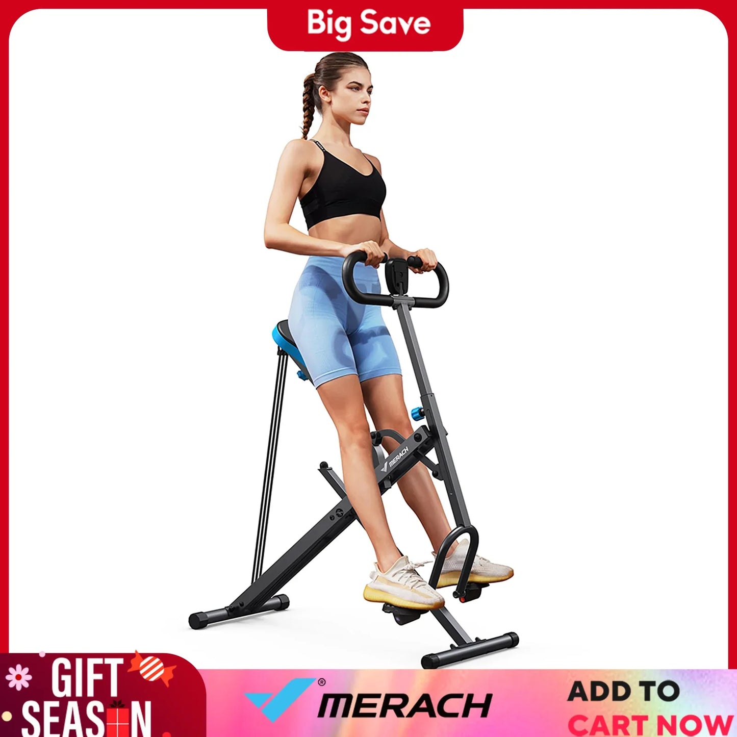 MERACH 2 in 1 Squat Rowing Machine – Foldable Glute Trainer & Leg Exercise Equipment, Easy Setup for Home Fitness