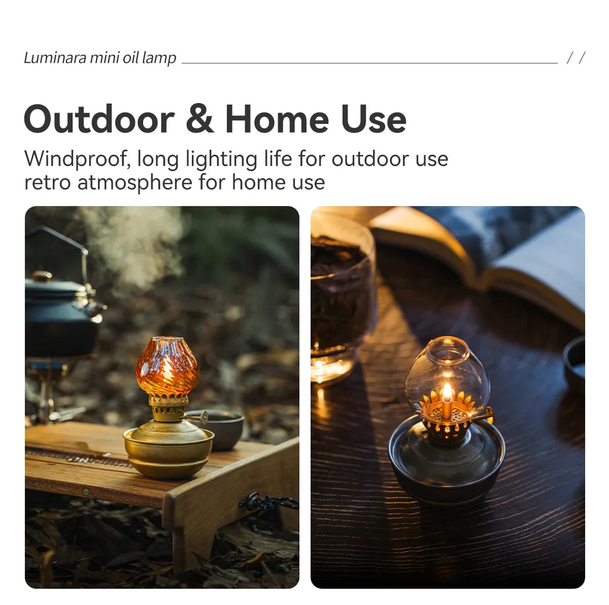 ThousWinds Luminara Mini Oil Lamp – Windproof Portable Retro Lantern with 20-Hour Burn Time for Camping and Hiking