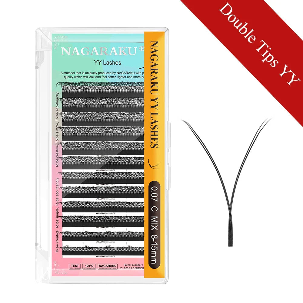 NAGARAKU YY-Shape Eyelash Extensions – Double & Triple Split Tips, Interlaced Root Lashes