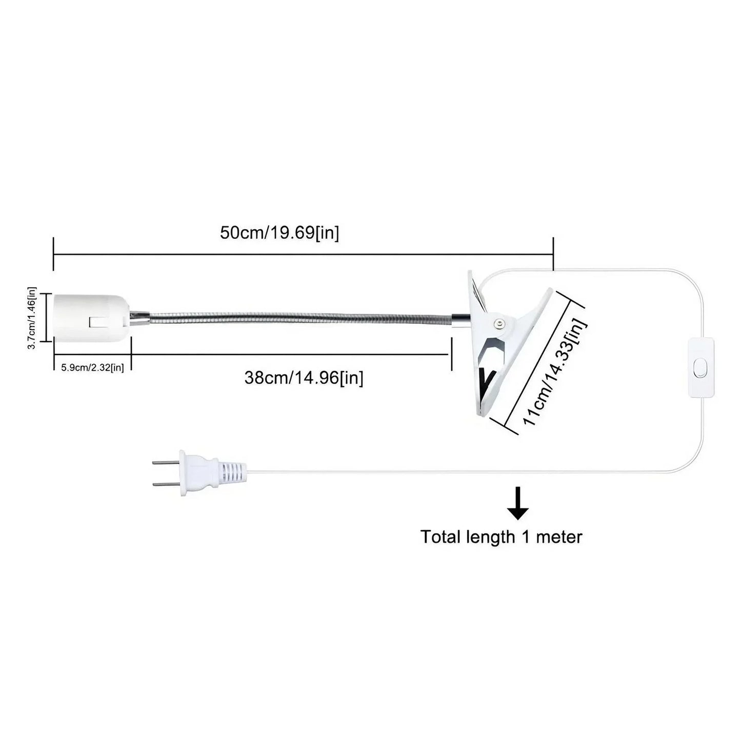 Flexible Desk Lamp Holder: EU US Plug 360 Degree E27 Light Base Socket Gooseneck Clip-on Cable with Power On Switch - Perfect for Home Use