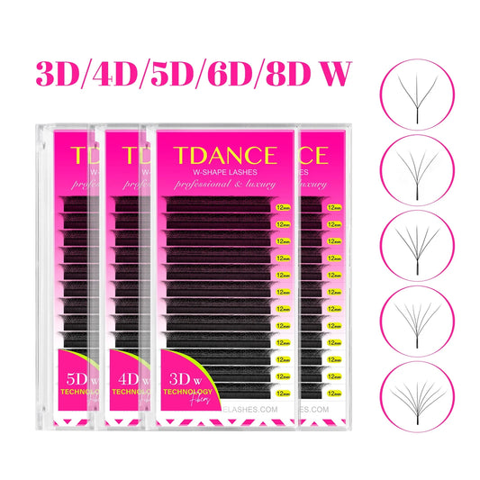 TDANCE 3D–6D Premade Fan Eyelash Extensions – W Style Faux Mink Soft Bloom Automatic Flowering Volume Lashes for Natural Salon-Quality Look